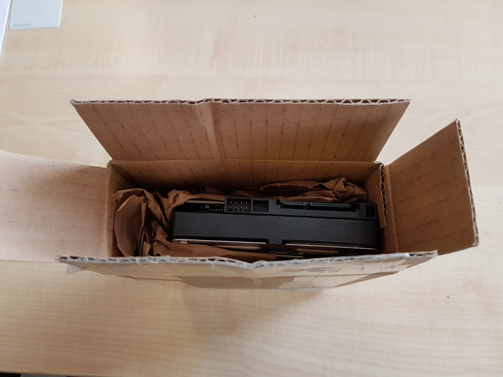 Hard drive in card box Hard drive in card box